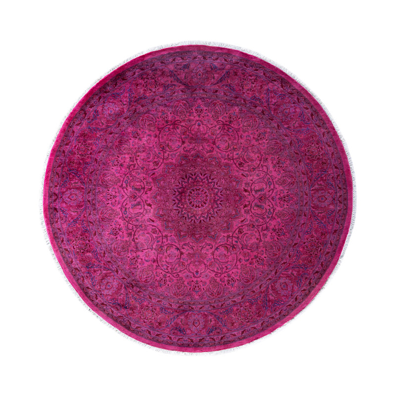Overdyed Hand-Knotted Wool Modern-Contemporary Pink Area Rug 6' 4" x 6' 4"