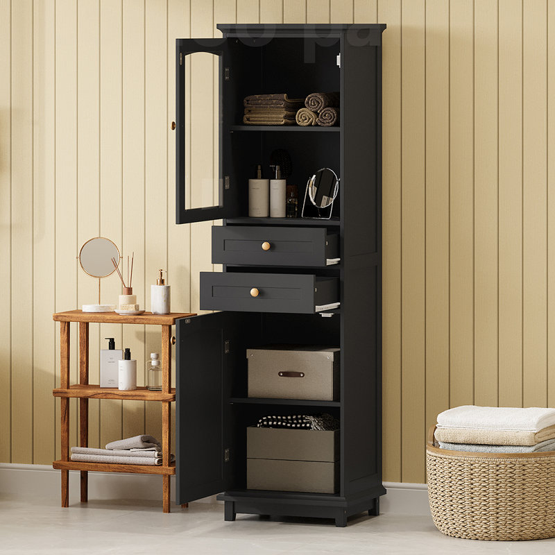 Armoire à linge autoportante Helmtrude, Noir
