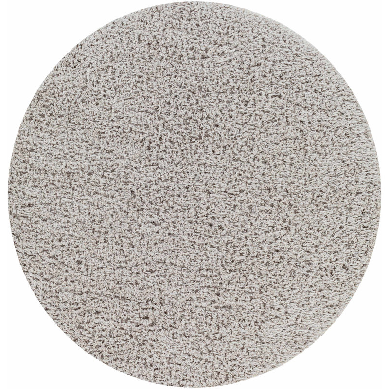 Tapis à poil long en polyester tissé à la machine Gilkey, Rond 6 pi 7 po