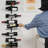True Align Wall-Mounted Wine Rack, Black Wrought Iron, Minimalist Modern Wine Display, Alcohol Storage Solution, Holds Nine Standard Wine Bottles