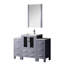 48 po W Meuble-lavabo gris foncé avec armoires latérales, robinet, comptoir en céramique blanche et miroir - surface robuste