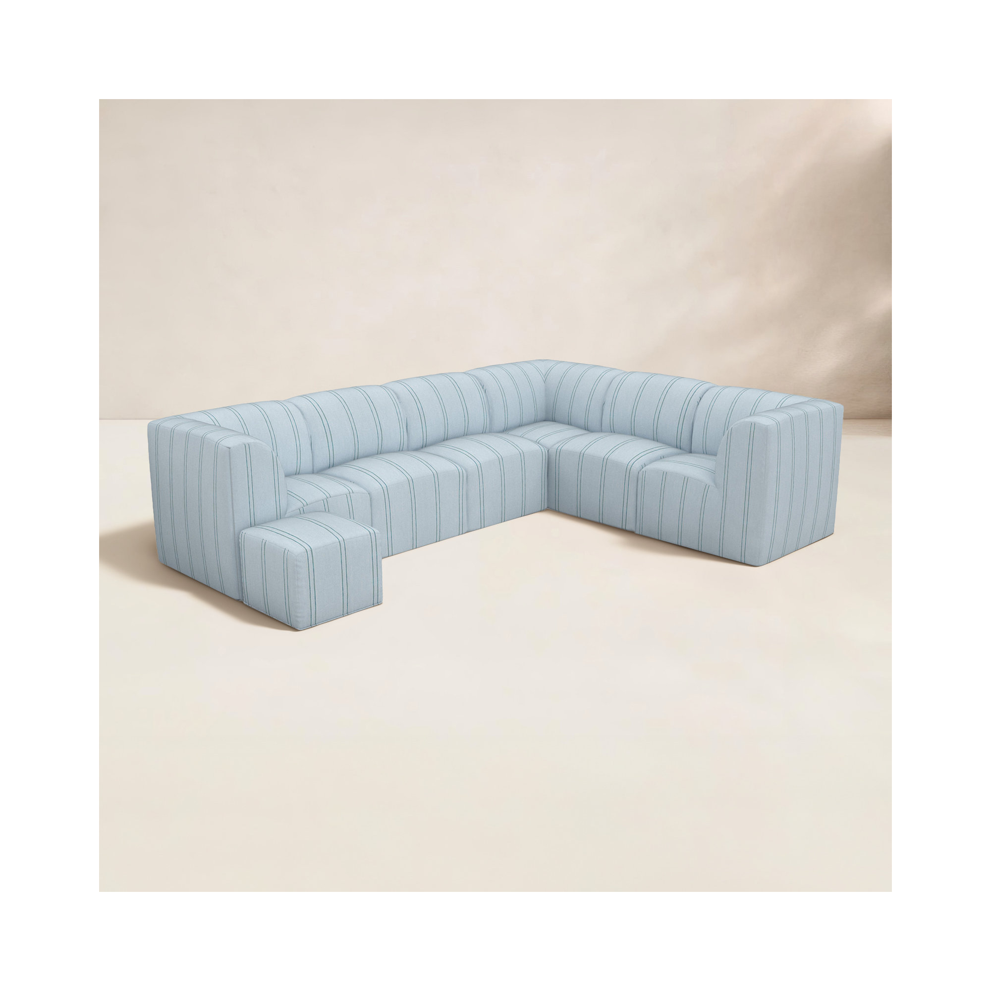 Eliana 124'' Outdoor Sectional with Sunbrella Cushions, Wayward Sky