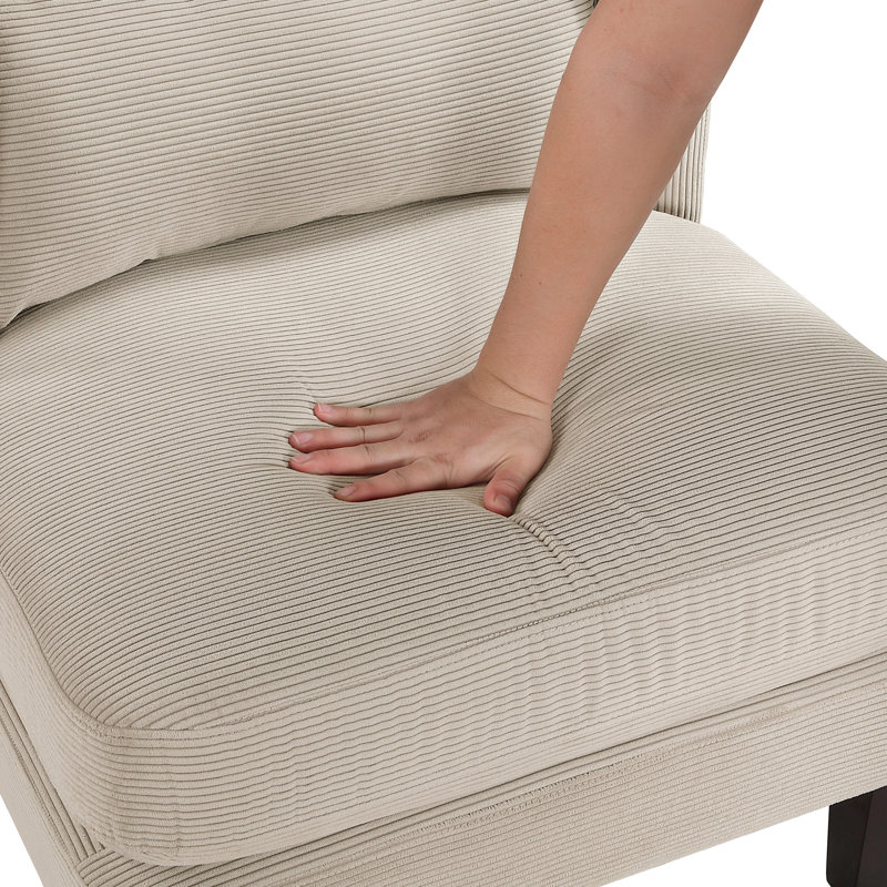 Meuble de salon moderne en velours côtelé avec coussin de chaise, Taupe