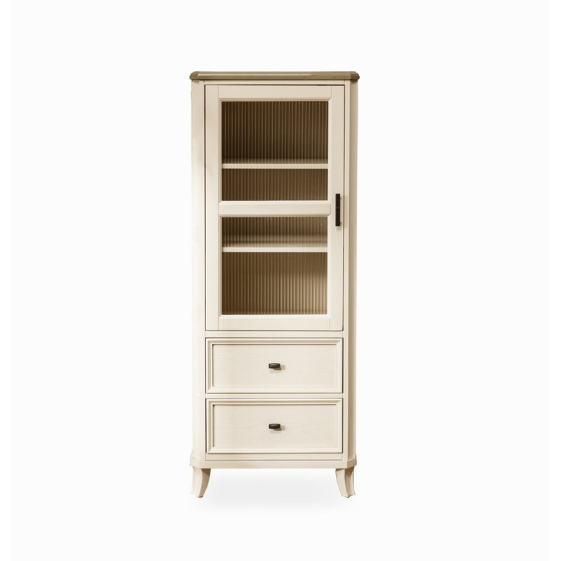 Présentoir en bois massif 55 po blanc et armoires en porcelaine