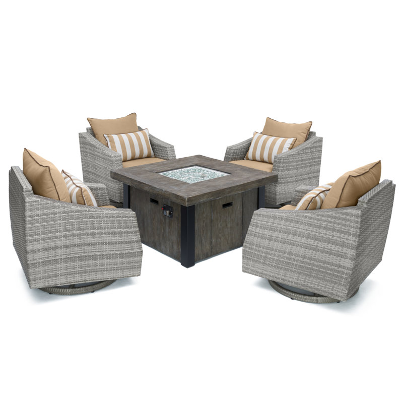Ensemble de conversation avec coussins 5 pièces Fionnula, Toile Sunbrella® beige chiné