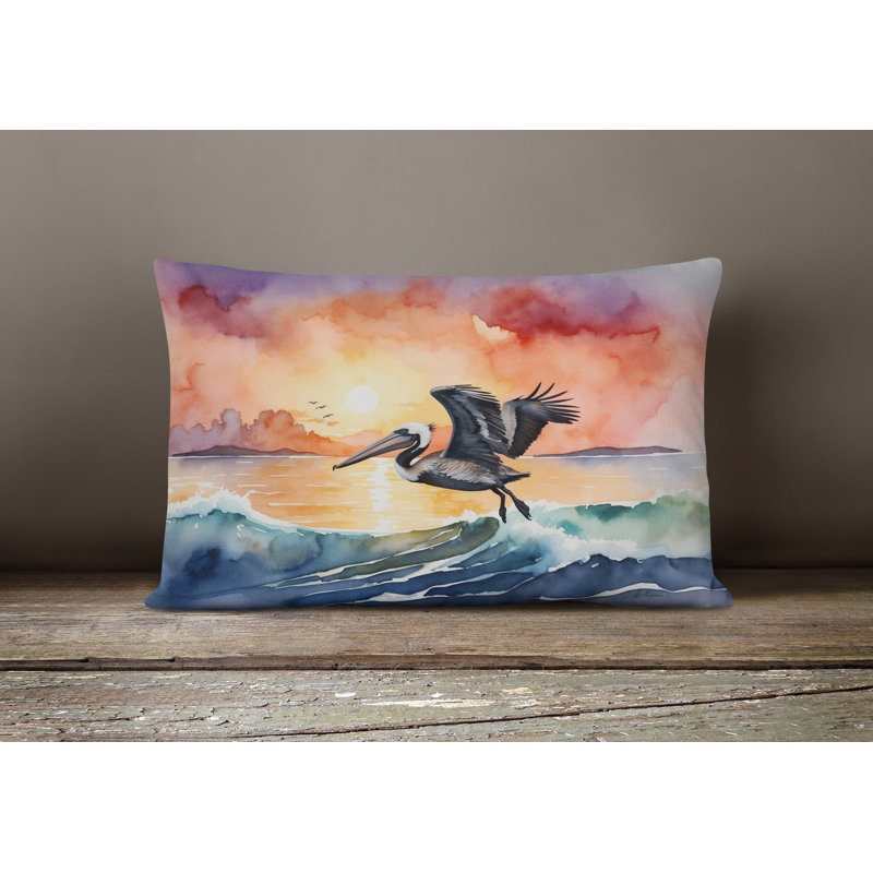 Coussin Pelican Fiery Sunset, Rectangle H 12 po x l 16 po