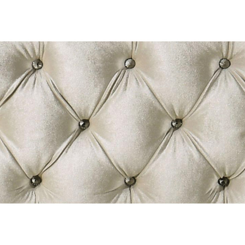 Queen Bed In Beige Velvet With Led Lighting And Comfortable Tufting Integrated Stylish Headboard