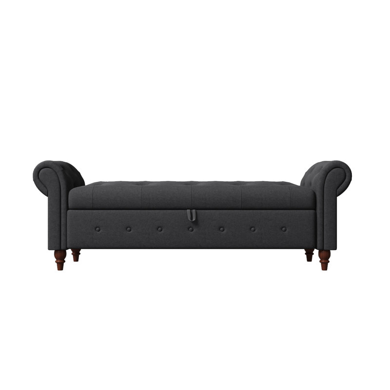 63" Bed Bench Soft Fabric, Dark Gray