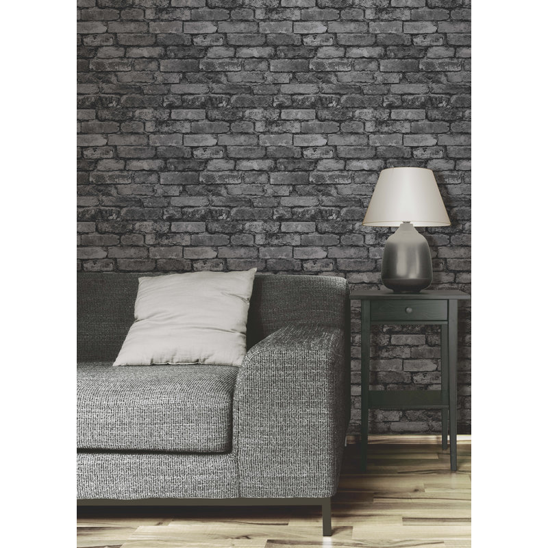 Papier peint gris anthracite Davis, Gris