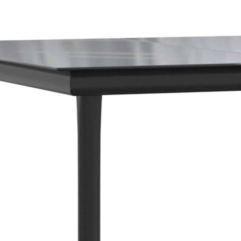  Table de salle à manger en acier thermolaqué noir, verre trempé moyen