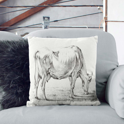 A Grazing Cow Square Throw Cushion