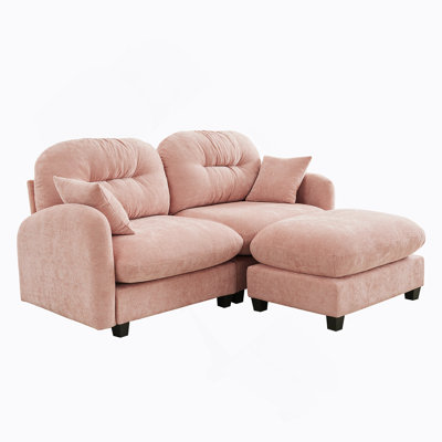Canapé modulaire en L avec repose-pieds Cloud, tissu doux, dossier capitonné, mousse haute densité pour les chambres à coucher, les salons et les coins lecture