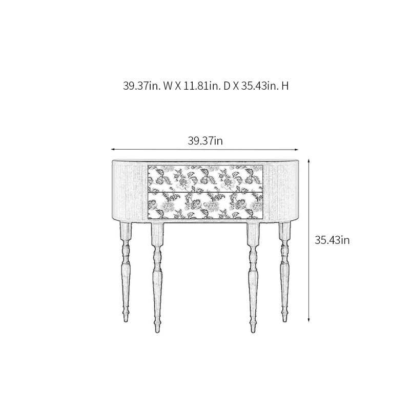 Console rétro élégante avec 2 tiroirs, H 35,43 po x l 39,37 po x P 11,81 po