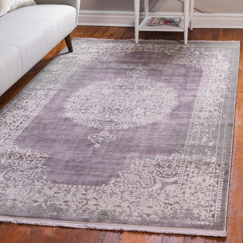 Malynn Oriental Area Rug, Purple/Beige, Rectangle 2' x 3'1"