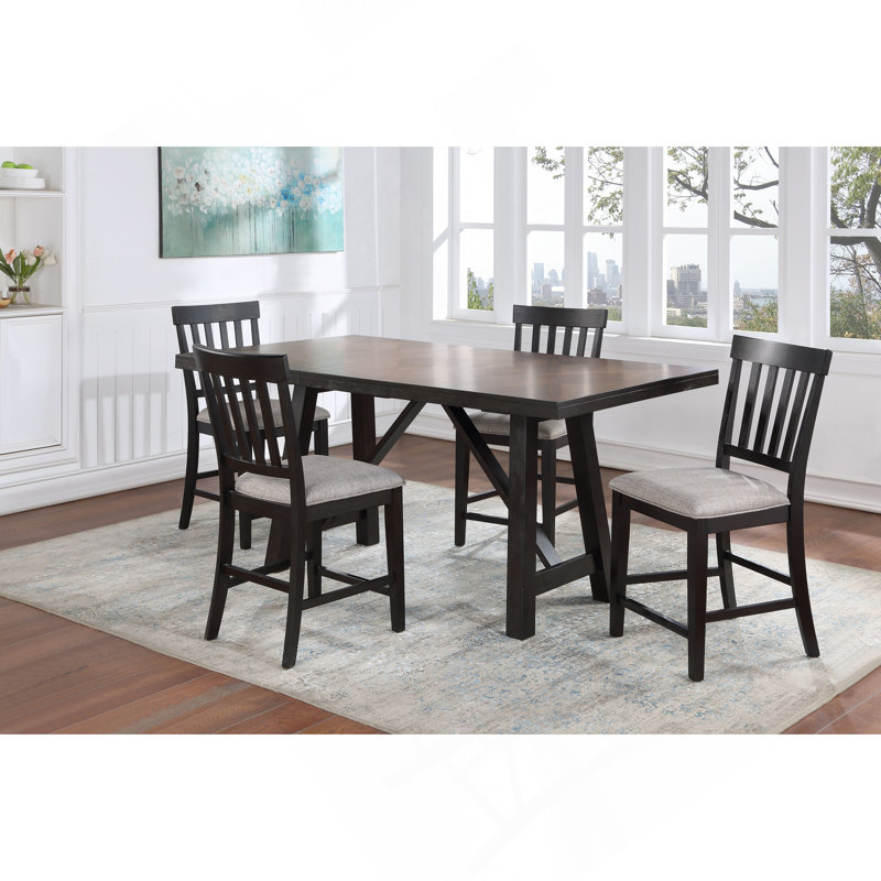 Ensemble repas 5 pièces Halle - noir, 5 pièces: table, 4 chaises