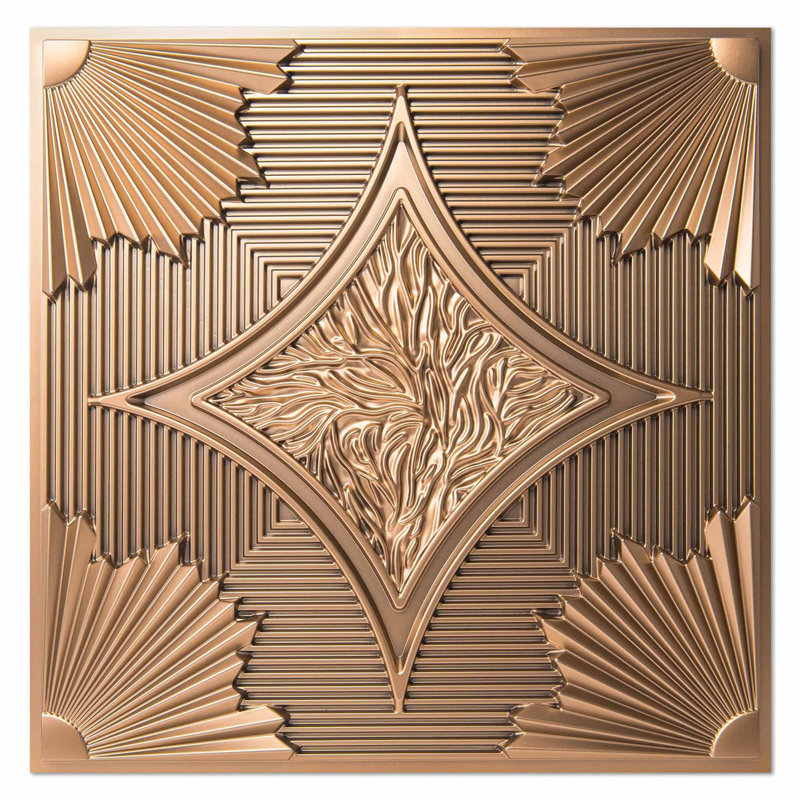 Carreaux de plafond tombants 24 x 24 en bronze - paquet de 12, 48 Pi., Panneaux de lambris 3D, installation de colle ou de grille