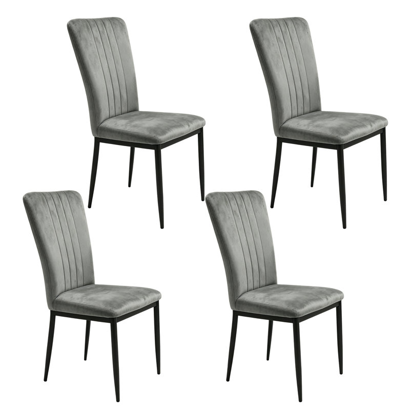 Ensemble de 4 chaises de salle à manger en velours gris foncé