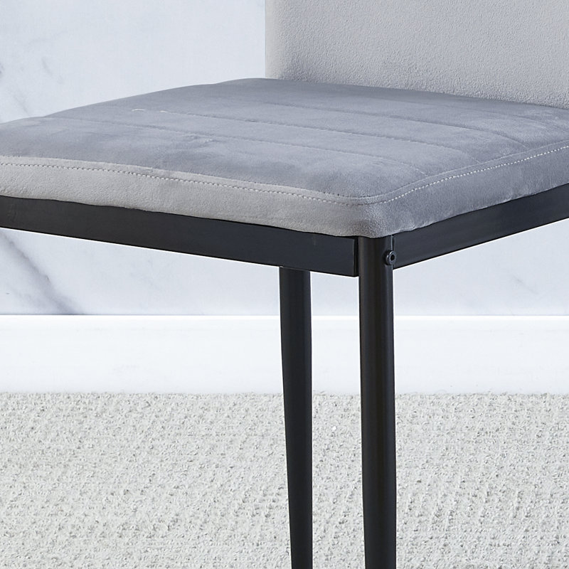 Dining Set, Grey Line Velvet Chairs#2