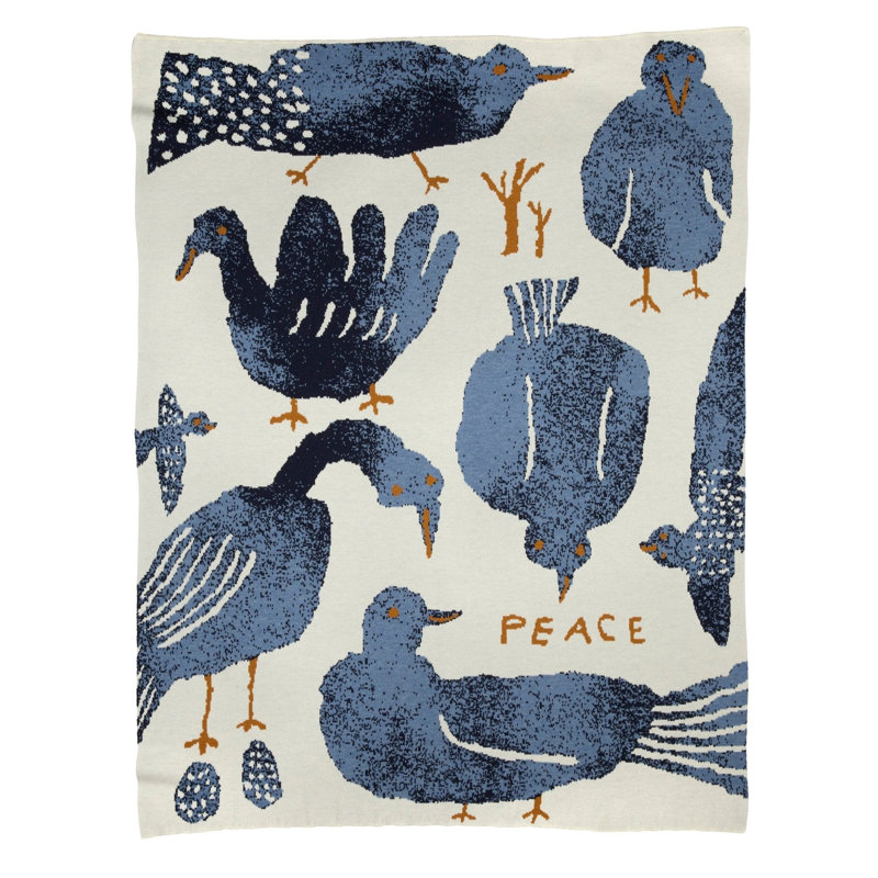 Peace Throw Blanket, Bluebird, Merino Wool