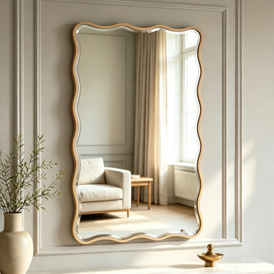 Wavy Framed Wall Accent Mirror in Gold 50x76CM