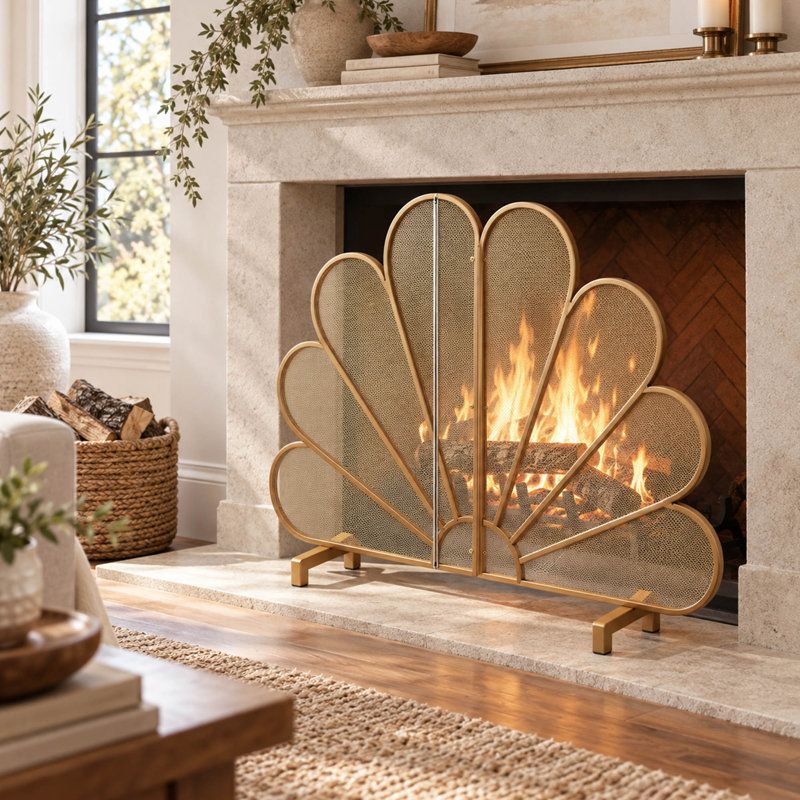 1 Panel Iron Fireplace Screen