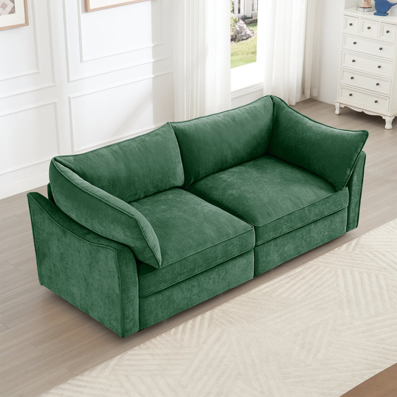 Chenille 2 places avec enveloppants et tiroirs de rangement dissimulés pour les petits salons modernes Croissant sous les sièges