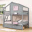 Lit superposé simple en bois 2 tiroirs avec boîte de rangement-1324406460