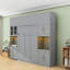 Lit escamotable double en bois avec lumière DEL, armoires de rangement, station de charge et bureau-131279273