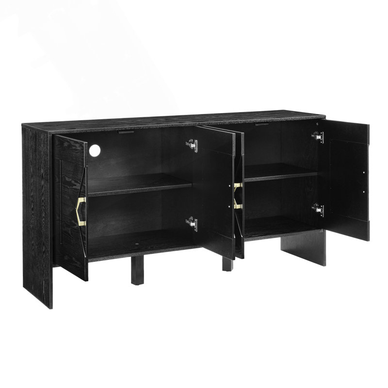 Mid Century Modern Sideboard With Adjustable Shelves And Geometric Patterns For Versatile Storage And Decor