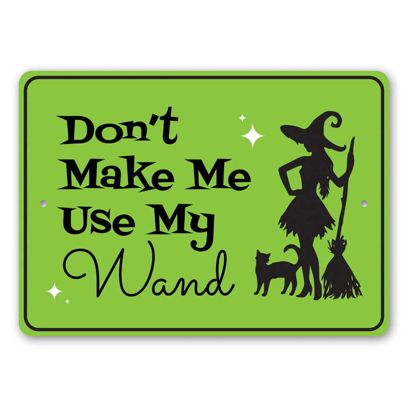 Plaque en aluminium Witch Magic Wand, H 18 po x l 12 po x P 0,06 po