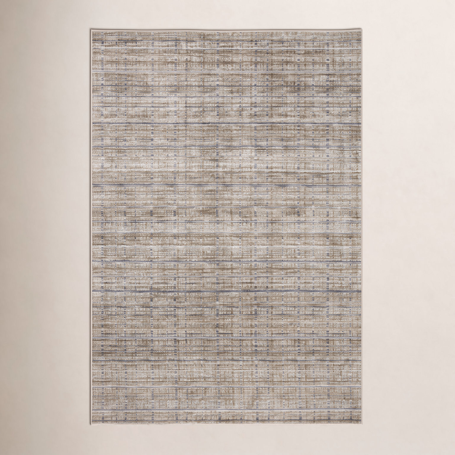 Beige Gray Striped Rug, Rectangle 7'1 x 10'