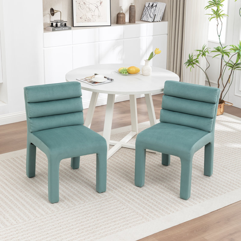 Cowger Velvet Upholstered Side Chair, Green