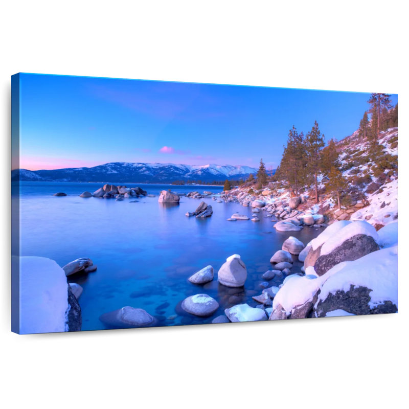 Rive enneigée du lac Tahoe à Alvord, H 8 po x l 12 po