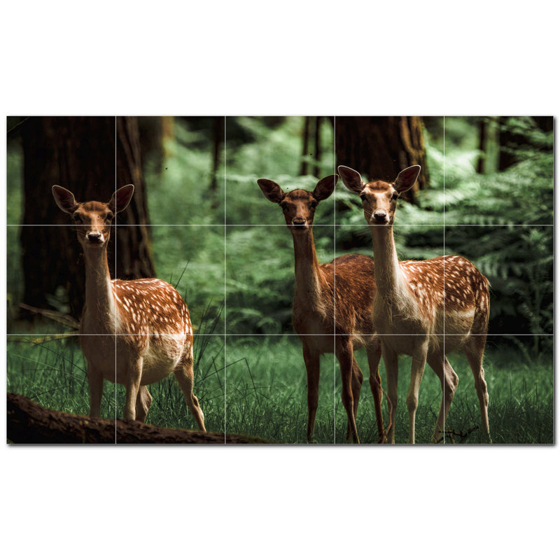 Murale décorative cerf en céramique 6 po x 6 po Deer Photo