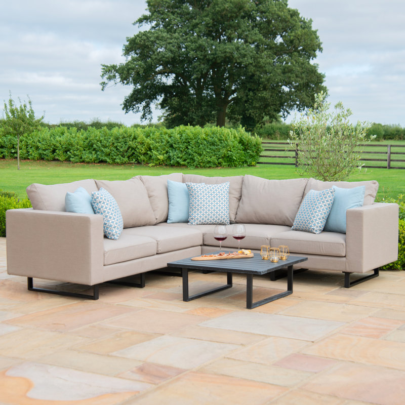 Lyndhurst Outdoor Fabric Corner Group - Grey, Taupe