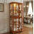 Dark Oak Lighted Curio China Cabinet With Glass Doors-379247718