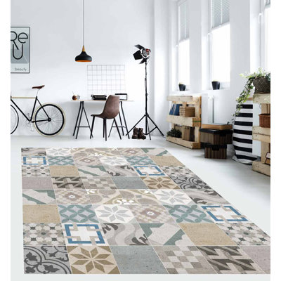Alibek Vinyl Machine Printed Area Rug