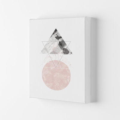Marble Triangle And Circle Black And Pink Abstract by Pixy Paper - Print