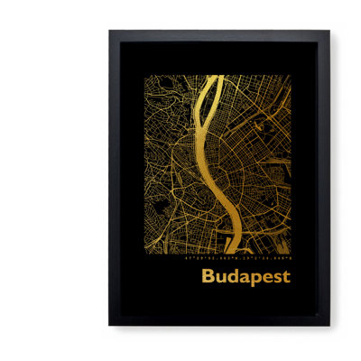 Budapest Map - Single Picture Frame Print