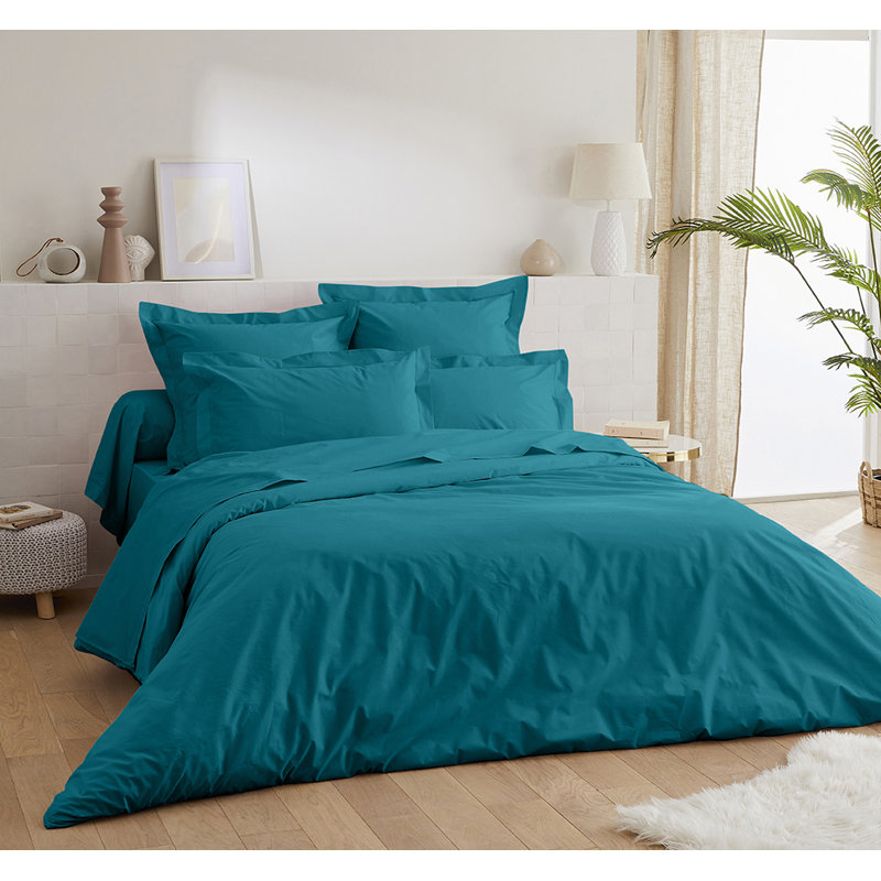 Hazelanne Solid Colour Duvet Cover with Pillowcases, 220 x 240cm Duvet Cover, Petrol