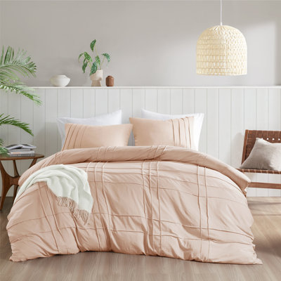Harris Blush Soft Washed Pinch Pleated 3-Piece King Duvet Cover Set