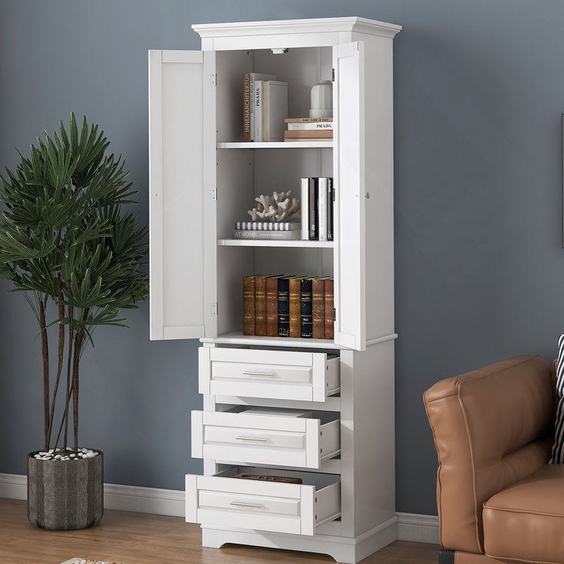 Grande armoire de rangement polyvalente avec trois tiroirs pour la salle de bain, le bureau ou la cuisine, idéale pour organiser et maximiser l'espace