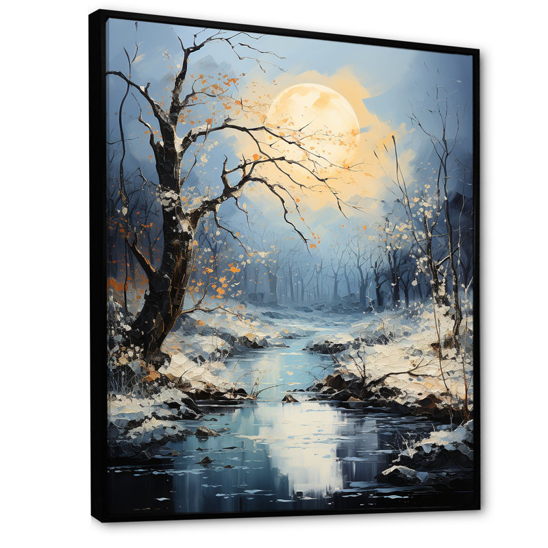 Moonlit Shadows In Winter II sur toile, H 44 po x l 34 po x P 1,5 po, Cadre flottant noir