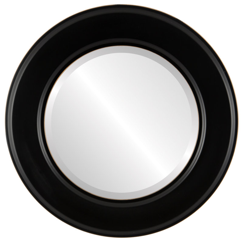 Woodley Round Mirror, 25" H x 25" W, Matte Black