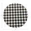 Houndstooth Black White Vegan Leather Round Coasters-606181837