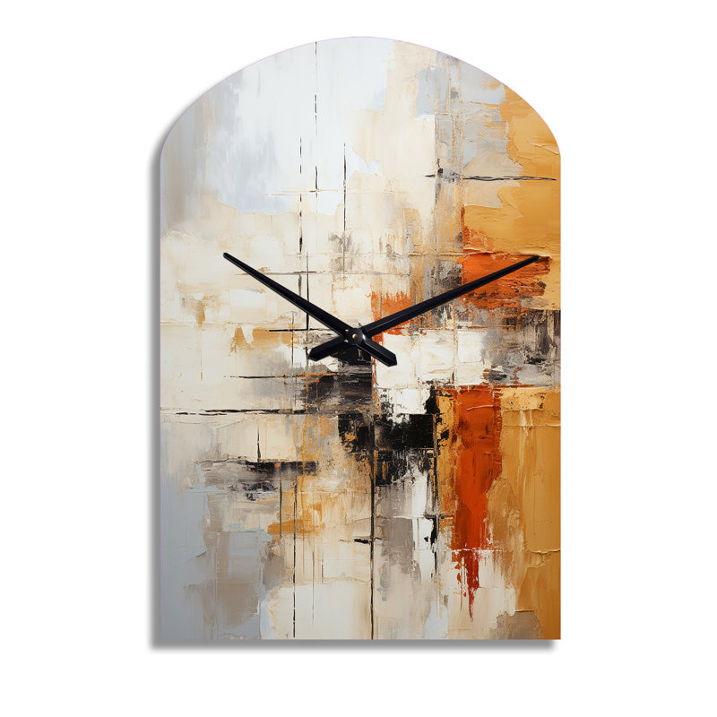 Horloge murale orange orange abstraite, impression de fractale abstraite, Médium