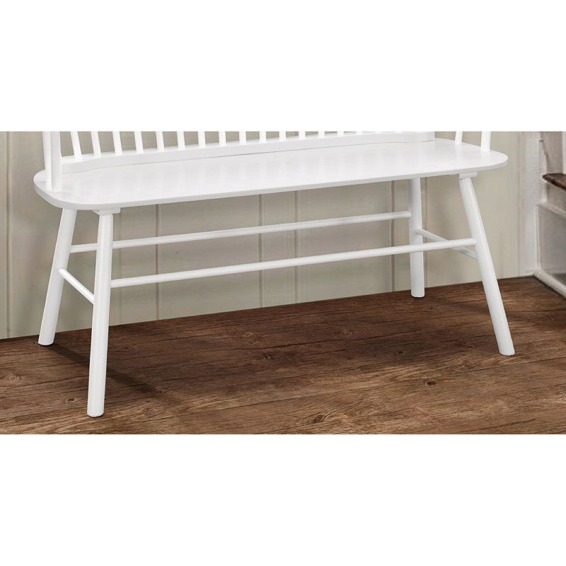 Banc blanc avec dossier en broche et accoudoirs, bois massif durable en bois attrayant