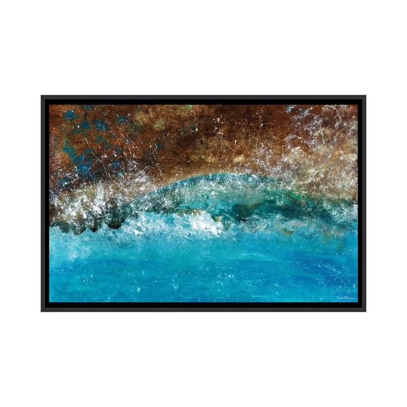Reproduction d’art sur toile tendue distante shores, H 18 po x l 26 po x P 1,5 po, Toile avec cadre noir, Pas de tapis