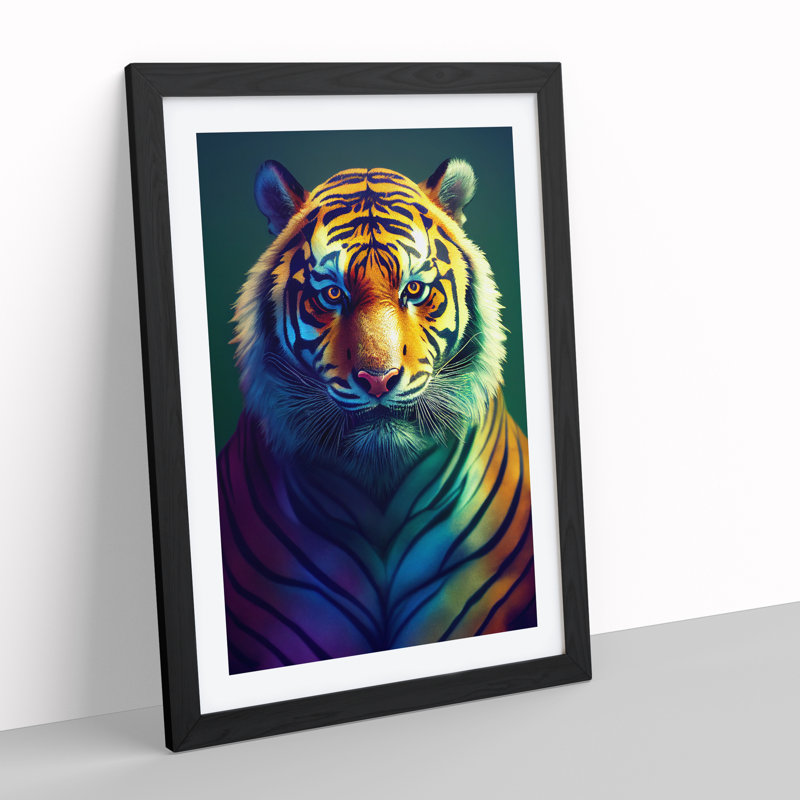 Tiger in Technicolour - Framed Print, Black Framed, 64cm H x 46cm W x 2cm D