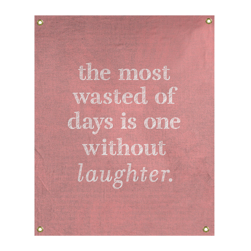 Tapisserie en polyester pour citation de rire, H 36 po x l 26 po, Rouge / Blanc